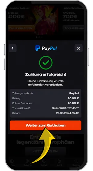 Automatische Weiterleitung zur PayPal-Seite, Betrag prüfen und Transaktion mit einem Klick freigeben